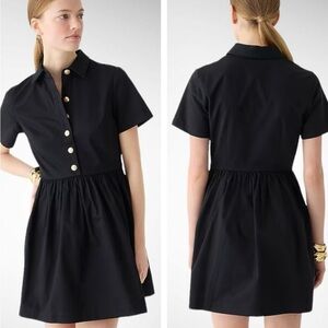 J Crew Black Short Sleeve Dress with Gold Buttons